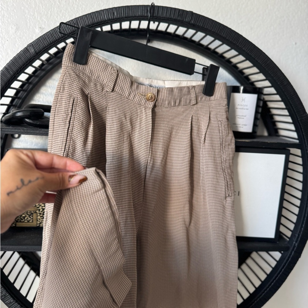 Emporio Armani Tan Checkered Dress Pants